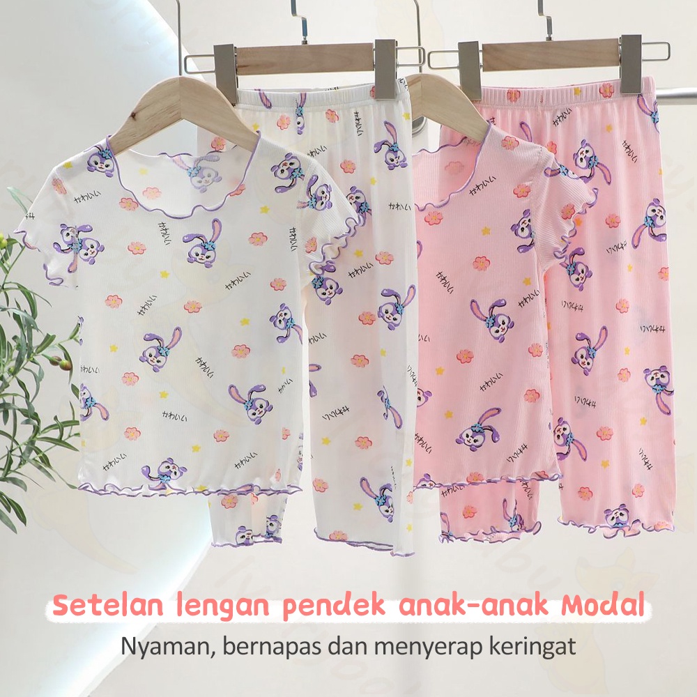 Ivorybaby Set baju tidur anak perempuan Piyama setelan anak import Baju tidur piyama anak kelinci