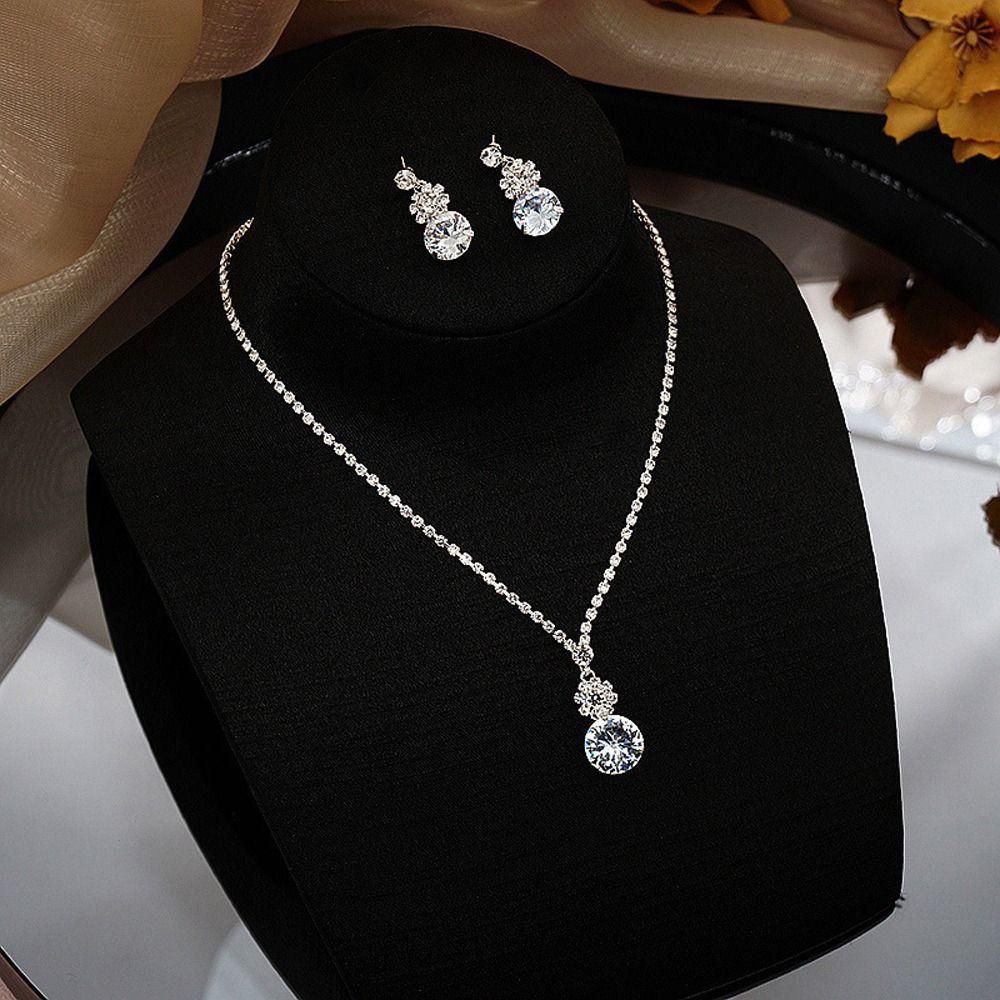 Mxbeauty Set Perhiasan Pernikahan Pengantin Bergaya Indah Hadiah Anniversary Panjang Rumbai Berlian Imitasi Alloy Gaya Korea Menjuntai Anting-Anting
