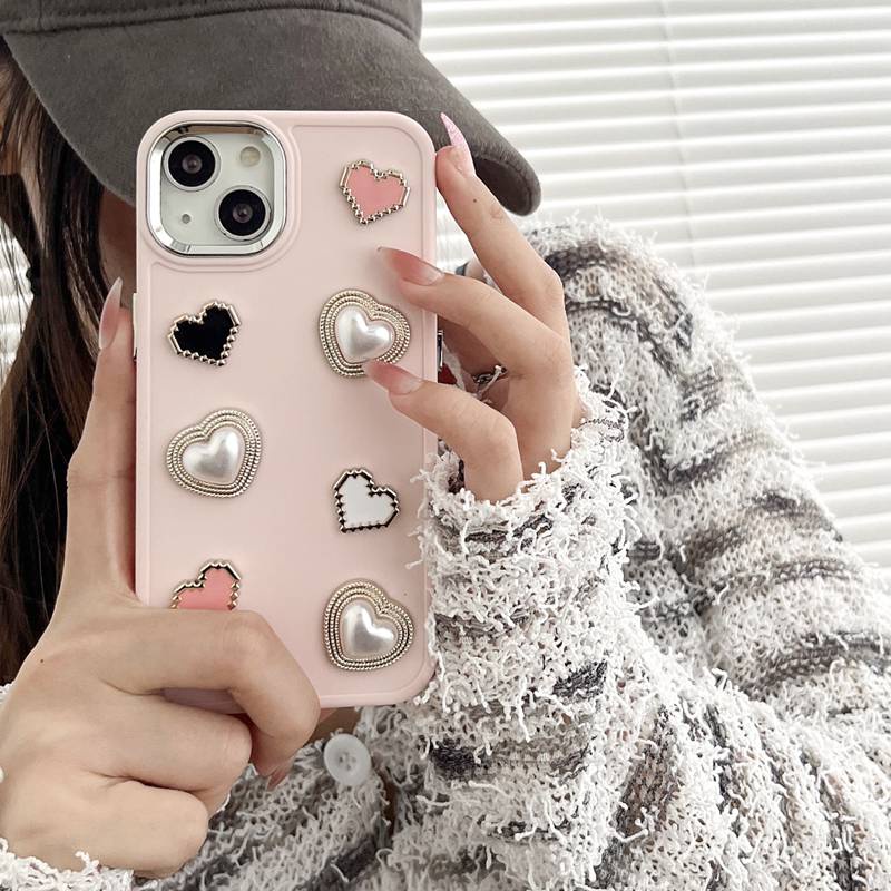 INS Luxury Pink Love Button Soft Silicon Case HP iP iPhone 12 13 14 Pro Max 11 Girl Woman FTD Casing Apple