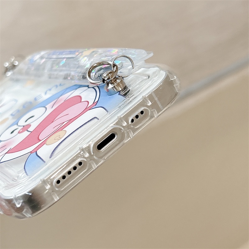 IPHONE Casing Kartun Transparan Cocok Untuk Iphone14 13 12 11 Pro Max Doraemon Mobile Wristband Protection Case