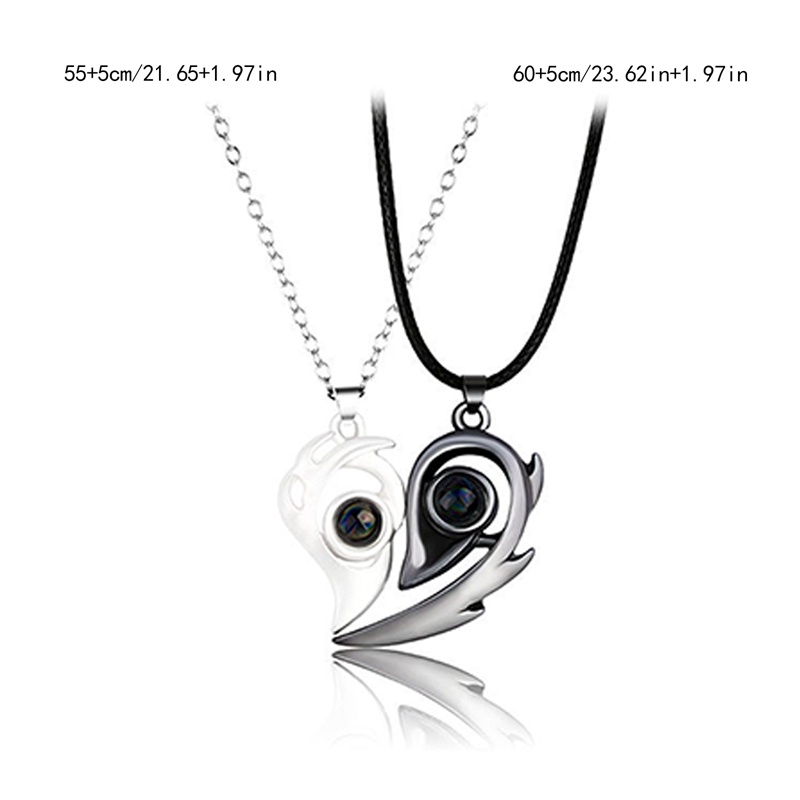 Kalung Couple Sepasang Magnetisme Berbentuk Hati Dalam 100bahasa I Love You Simple Pria Dan Wanita Liontin Rantai Tulang