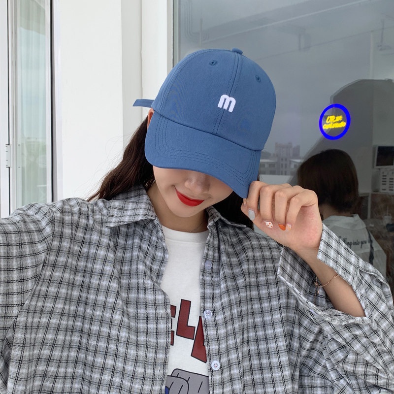 Topi Baseball Couple Bordir Huruf M Casual Versi Korea Pasang Fashion