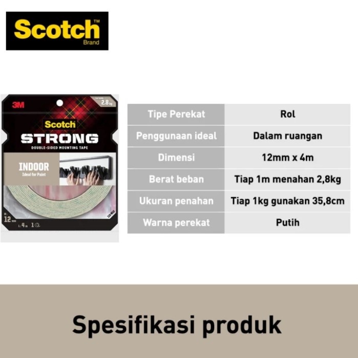 

Scotch 3 M Double Tape Perekat Isolasi Mounting 110-M12 12mm x 4 meter DVN27