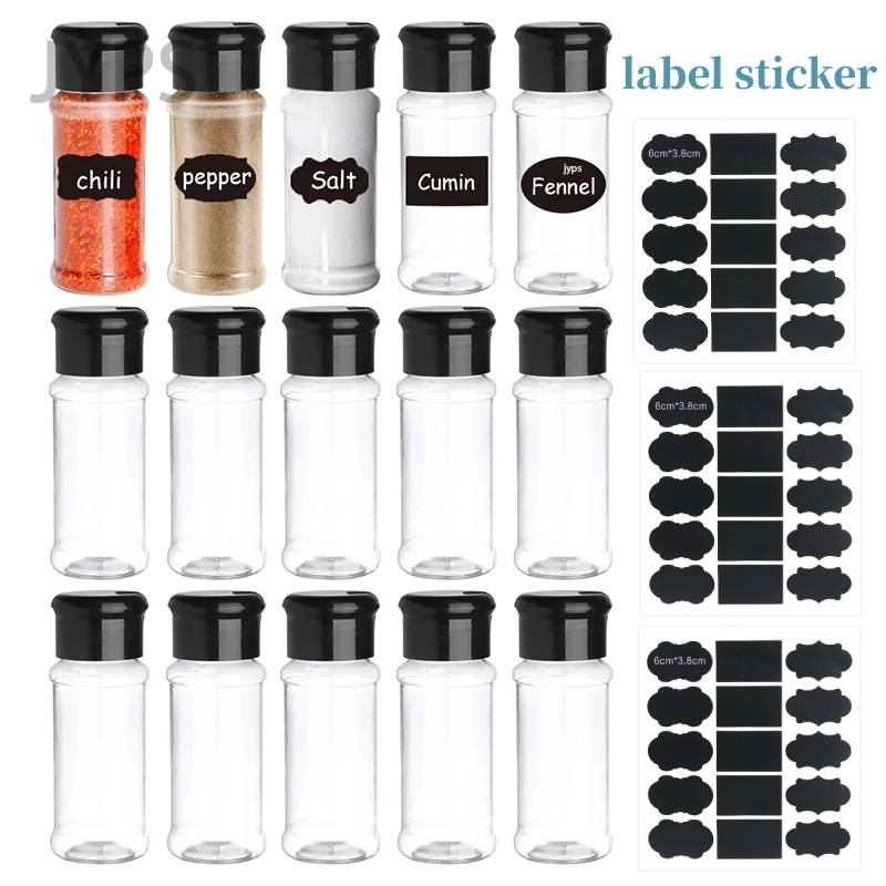 [Harga Grosir] Pepper Shaker Spices Boxes Portable Camping BBQ Seasoning Bottle 100ml Botol Bumbu Dengan label Stiker Transparan Bumbu Garam Merica Shaker Seasoning Jar