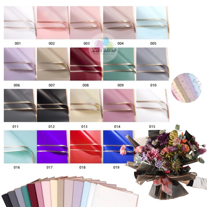 

ISI 20 Kertas buket bunga / Flower wrapping paper frame list rose gold - Putih