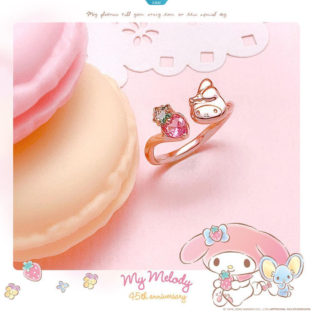 Kawaii Lucu Sanrio Mymelody Cincin Sterling Silver Electroplating Rose Gold Sweet Ins Gadis Hadiah Natal Untuk Teman Dekorasi Rings [ZK]