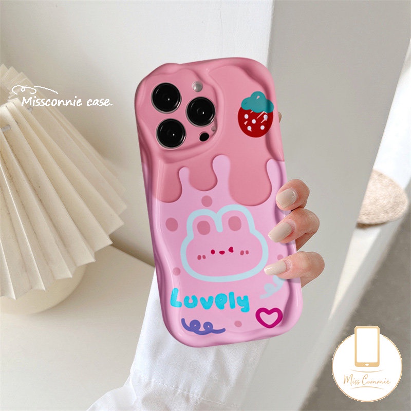 Case Kartun Pasangan Untuk Redmi 9A A1 9 10C A2 10 10A 9T 9C NFC Redmi Note12 9 10 8 11s 10S 11 10Pro Max POCO M3 Lembut 3D Wavy Curved Edge Glossy Cute Ice Cream Bear Rabbit Cover