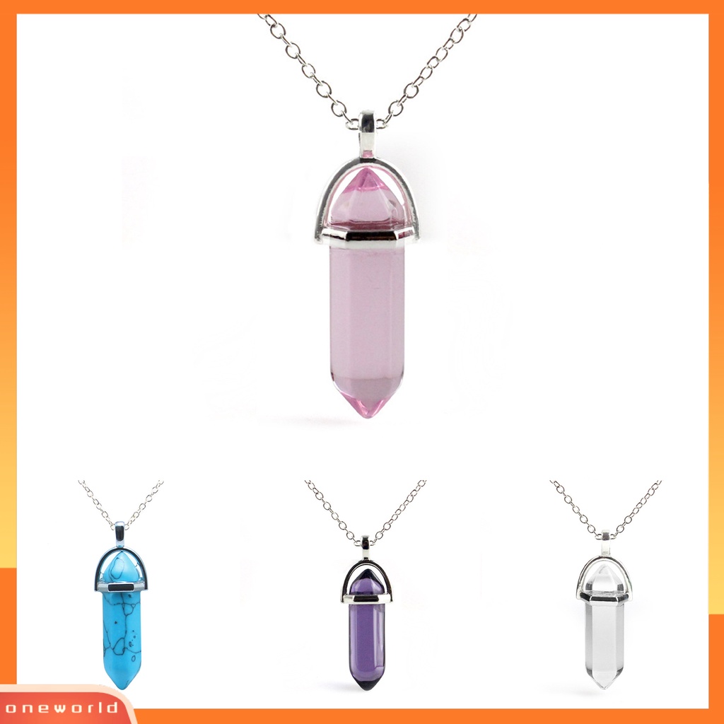 [ONE] Nice-looking Necklace Hadiah Sempurna Kalung Liontin Batu Kristal Imitasi Bahan Alloy Untuk Harian