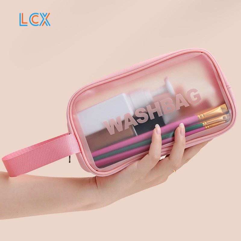 LCX  Tas Kosmetik WASHBAG Bahan PVC Kulit PU Waterproof Transparant Pouch Travel Organizer VS-134