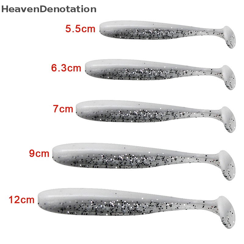 [HeavenDenotation] T Tail Worm Soft Lures Easy Shiner Umpan Lembut Buatan Bau Ditambahkan Untuk Bass Memancing Wobblers HDV
