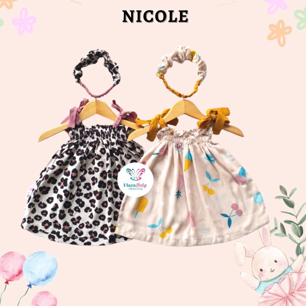 Plazababyku BBB NICOLE summer dress bayi rayon bonus headband scrunchie