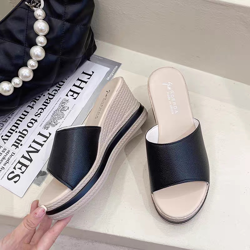 COD POS 572 Sandal Slip On Wedges Wanita Import Premium