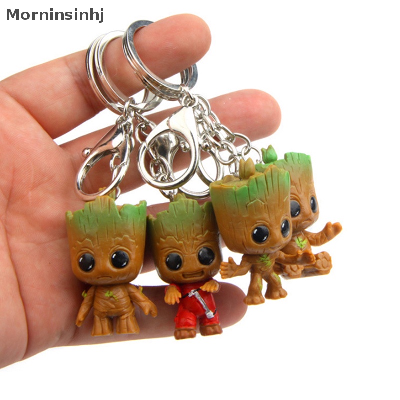 Mornin 4pcs /set Mainan Figure Tree Man Groot Lucu Kreatif Super Hero Groot Gantungan Kunci id