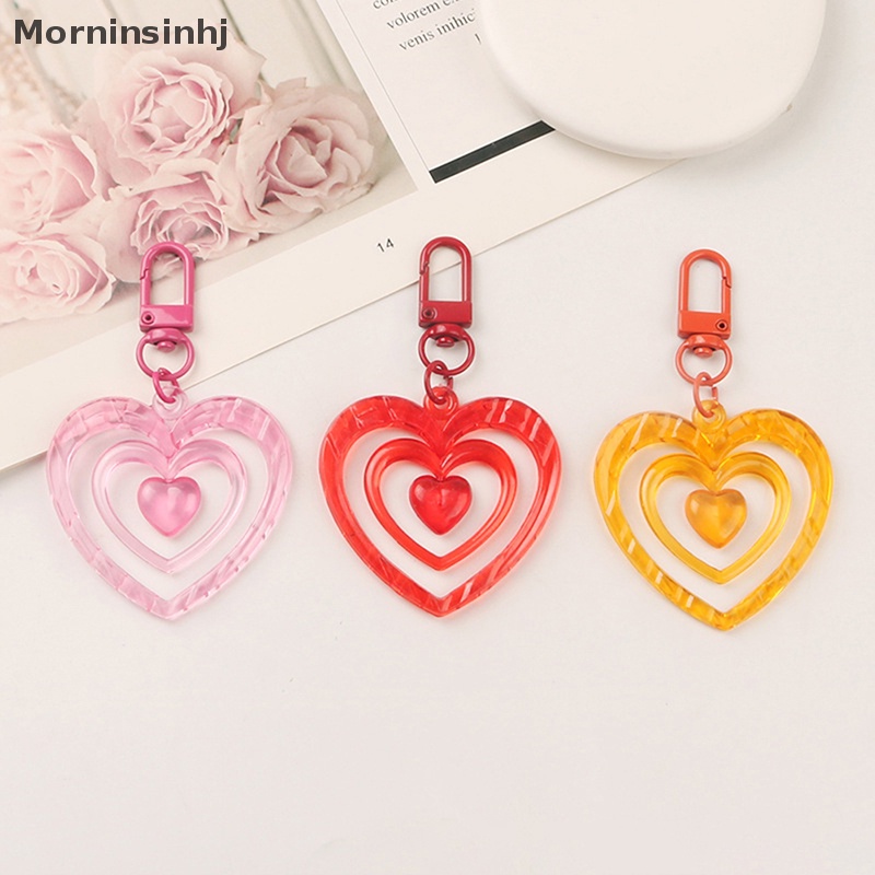 Mornin Akrilik Jantung Gantungan Kunci Untuk Wanita Gadis Kawaii Pink Liontin Aksesoris Mobil Keychain Keyring Pasangan Hadiah Perhiasan id