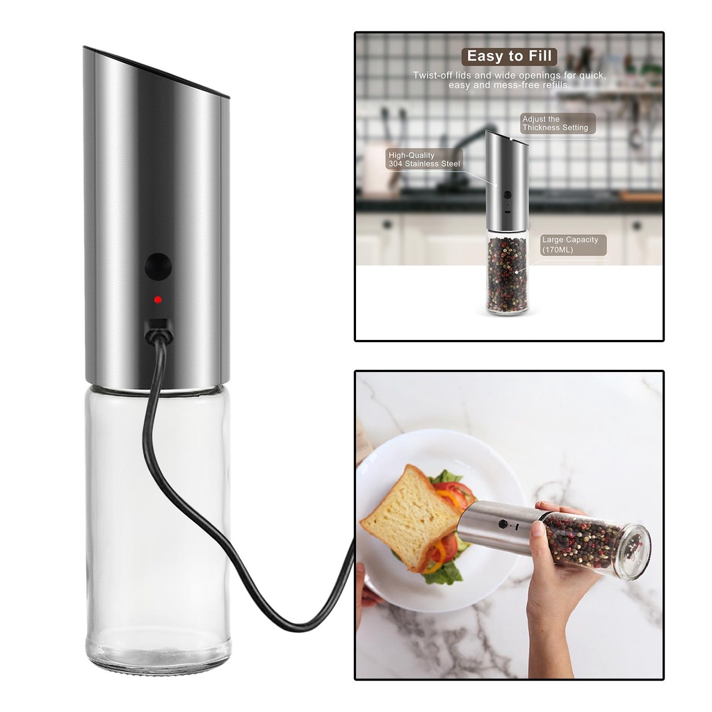 Stainless Steel Salt Pepper Grinder Pepper Rechargeable Alat Pengocok Dapur