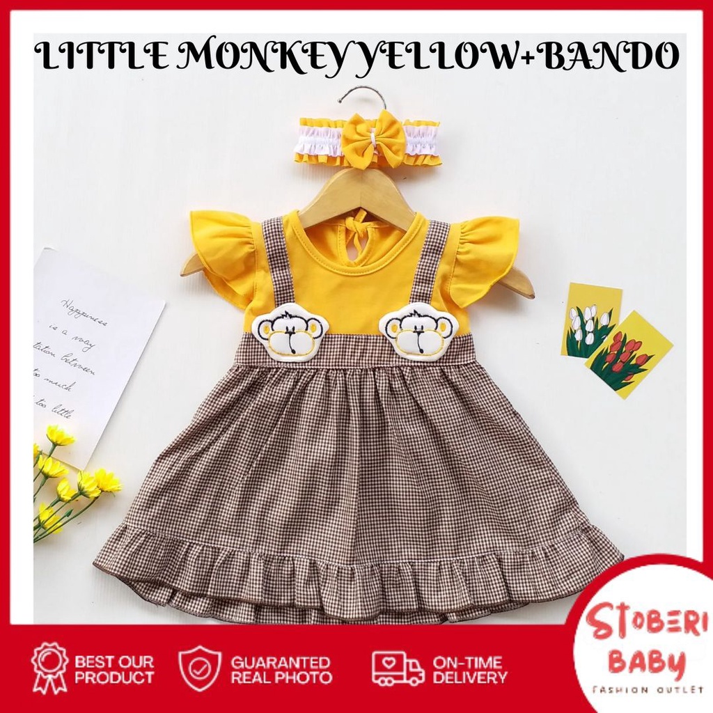 stoberi baby - QIU2 LITTLE MONKEY Baju Bayi Model Dress MURAH Baby Girl (0-6 bulan) Dress Anak Perempuan