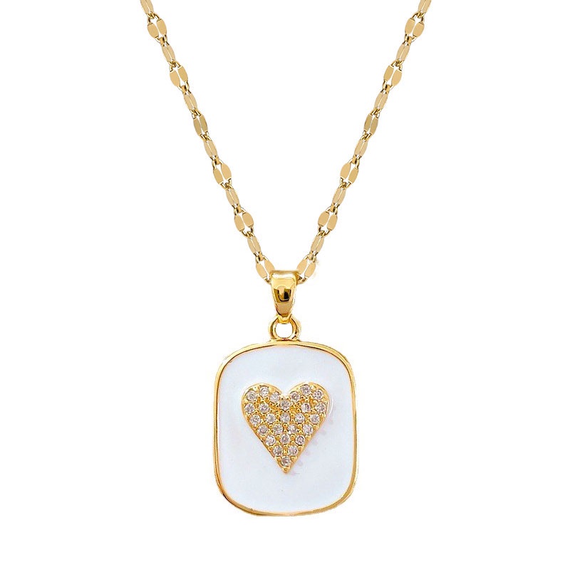 Xiaoboacc Baja Titanium Wanita Fashion Tetes Minyak Cinta Berlapis Emas Klavikula Rantai Kalung