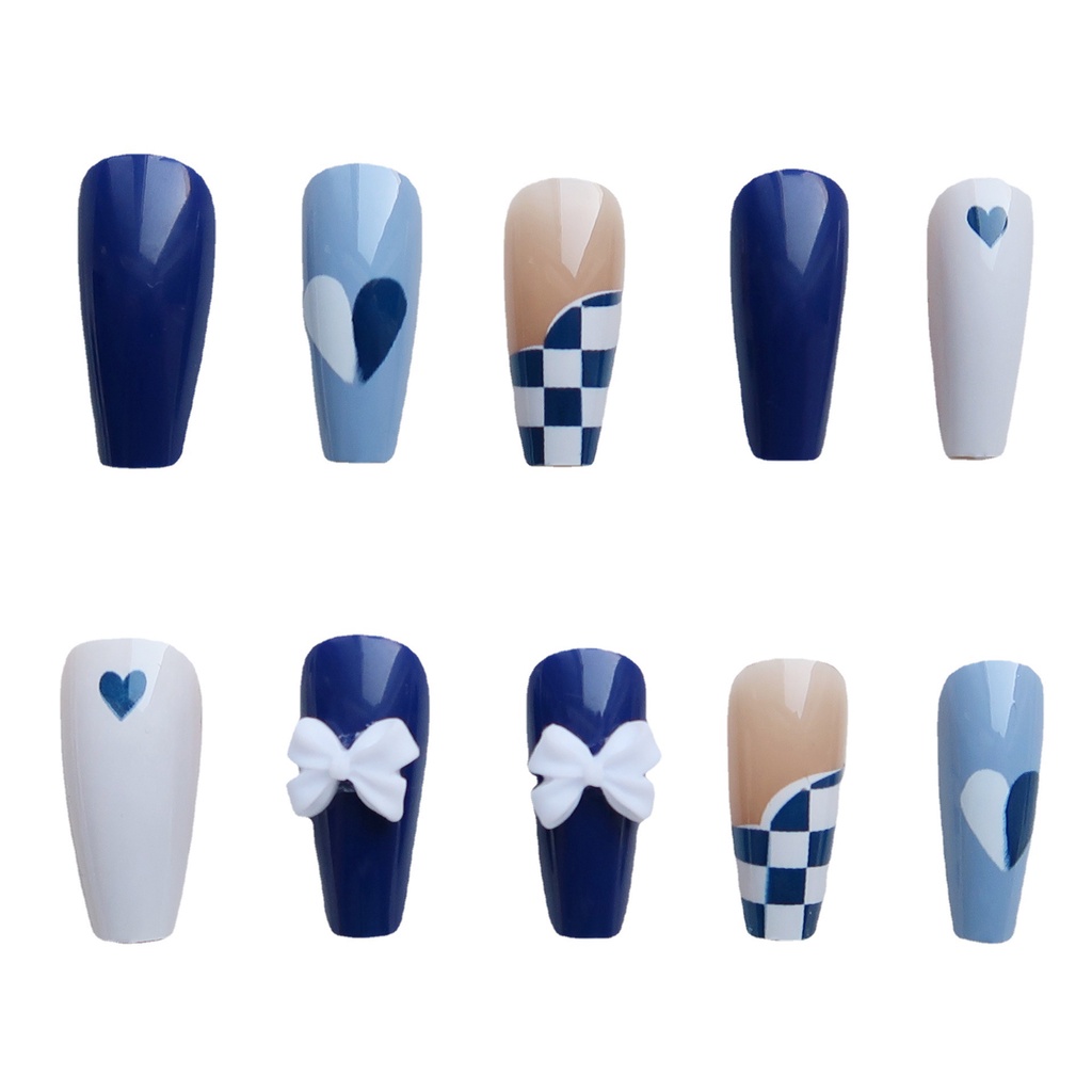 X60 24 Pcs DIY Kuku Palsu French Cool Finger Nail Art Stiker Kuku Palsu