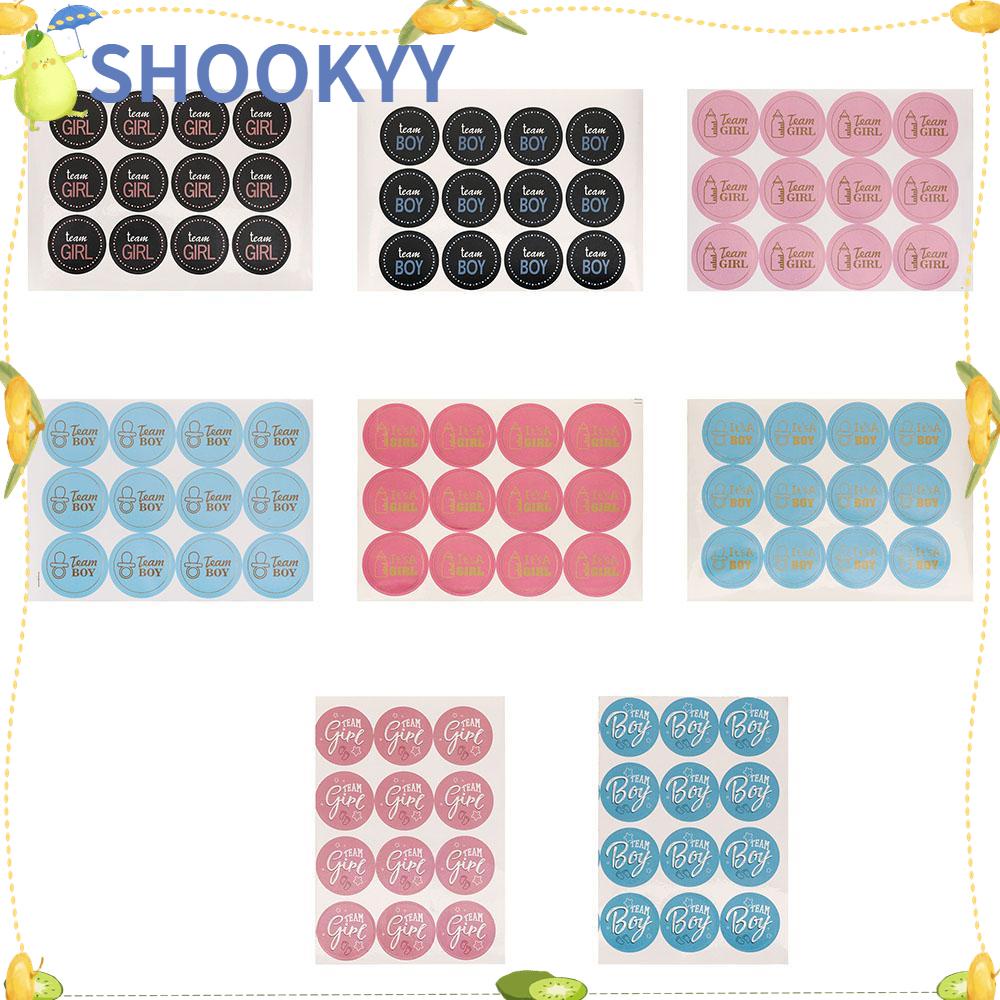 Chookyy 120PCS Stiker Team Boy /Girl Paket Bulat Dekorasi Vote Game Paster Baby Shower