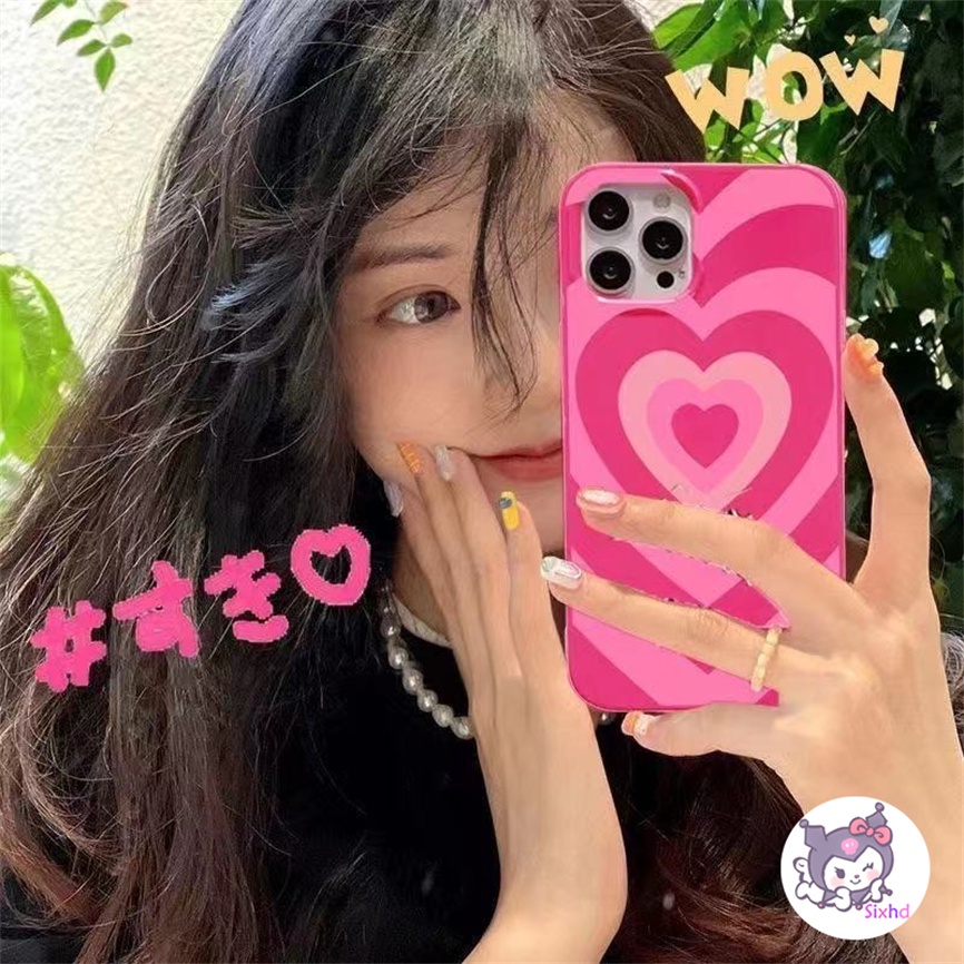 IPHONE Kompatibel Untuk Iphone14 13 12 11 Pro Max SE 2020 X Xr Xs Max8 7 6Plus Silikon Ins Pink Love Cute Heart Phone Case Lembut Anti Jatuh Pelindung TPU Cover