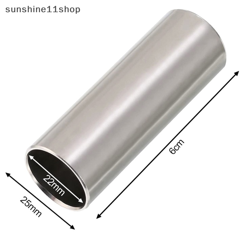 Sho 2Pcs Slider Gitar 60MM Slide Kaca Dan Slide Stainless Steel Slide Medium Bottleneck Slide Untuk Gitar Bass (Transparan Dan Silver) N