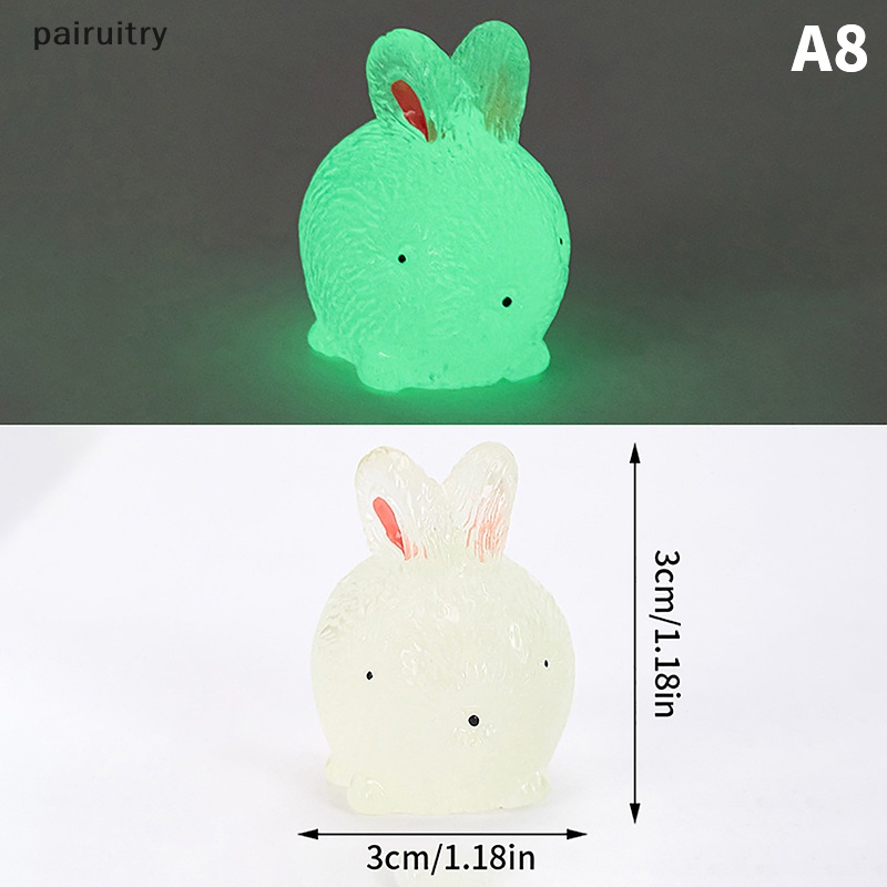 Prt 2pcs Mini Neon Kelinci Ornamen Miniatur Angka Kelinci Kecil Resin Kerajinan Tangan Lanskap Mikro Dekorasi Rumah Boneka PRT