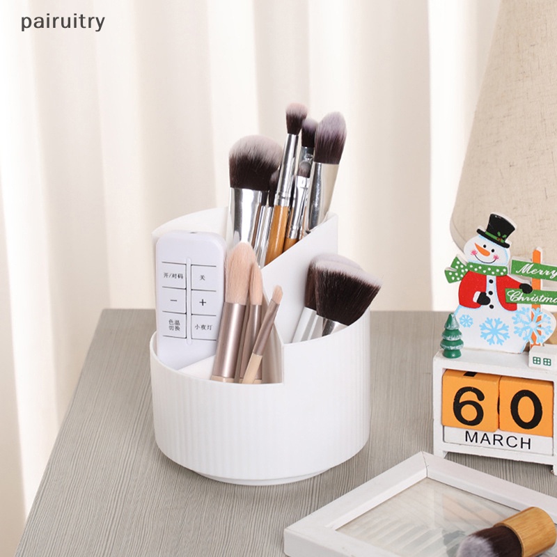 Prt Putar al Anti Cacat Kotak Bulat Pensil Storage Box 3kisi Tempat Penyimpanan Pen Holder Makeup Brush Storage Bucket PRT