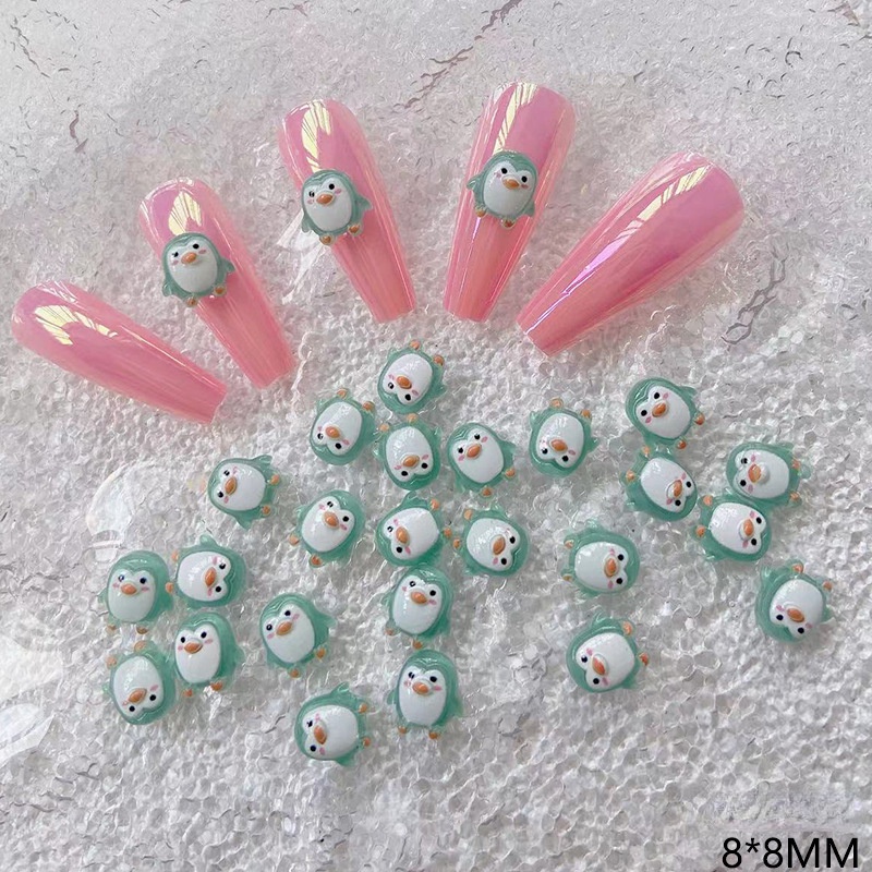 [Unggulan] 10 /50 Pcs /Bag Mini Biru Hitam Penguin Stereo Hiasan Kuku Kartun Dekorasi Kuku Resin Hewan Nail Art DIY Manicure Aksesoris Nail Drill Perhiasan Bagian