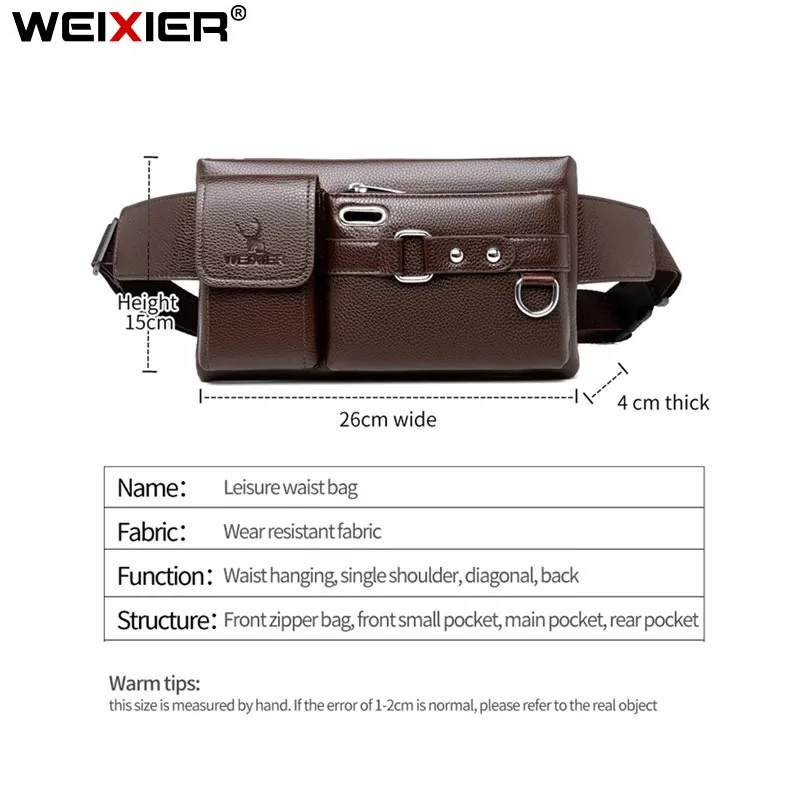 AKN88 - WEIXIER 8117 Tas Selempang Dada Pria Chest Bag Kulit Premium Anti Air