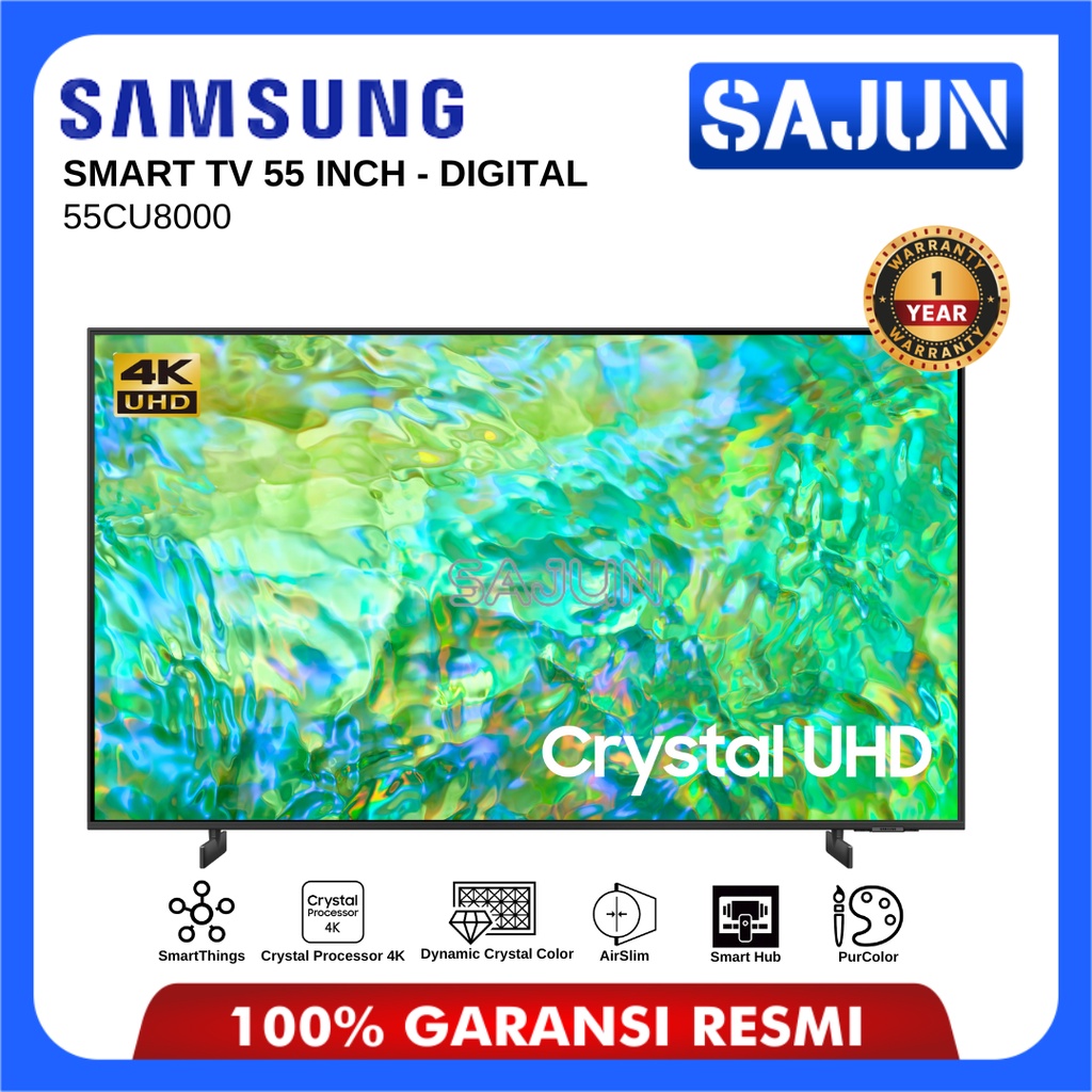 Samsung 55CU8000 Crystal 4K UHD SMART TV 55 Inch UA55CU8000KXXD Free Packing Kayu