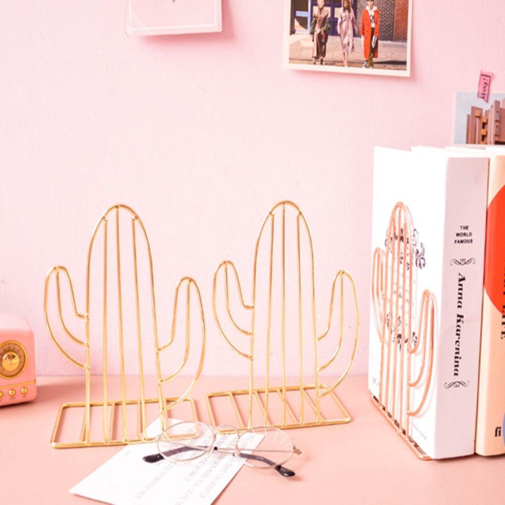 Lanfy Rak Buku Berbentuk Kaktus 2PCS /Pasang Tempat Majalah Sekolah Korea Perlengkapan Kantor Kamar Book Holder Shelf
