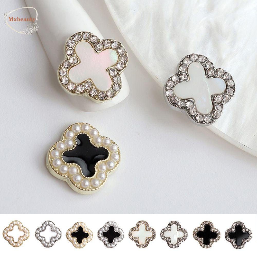 Mxbeauty Clover Nail Charms Shiny Zircon Earring Membuat Kerajinan DIY Flatback Kristal Manicure Aksesoris