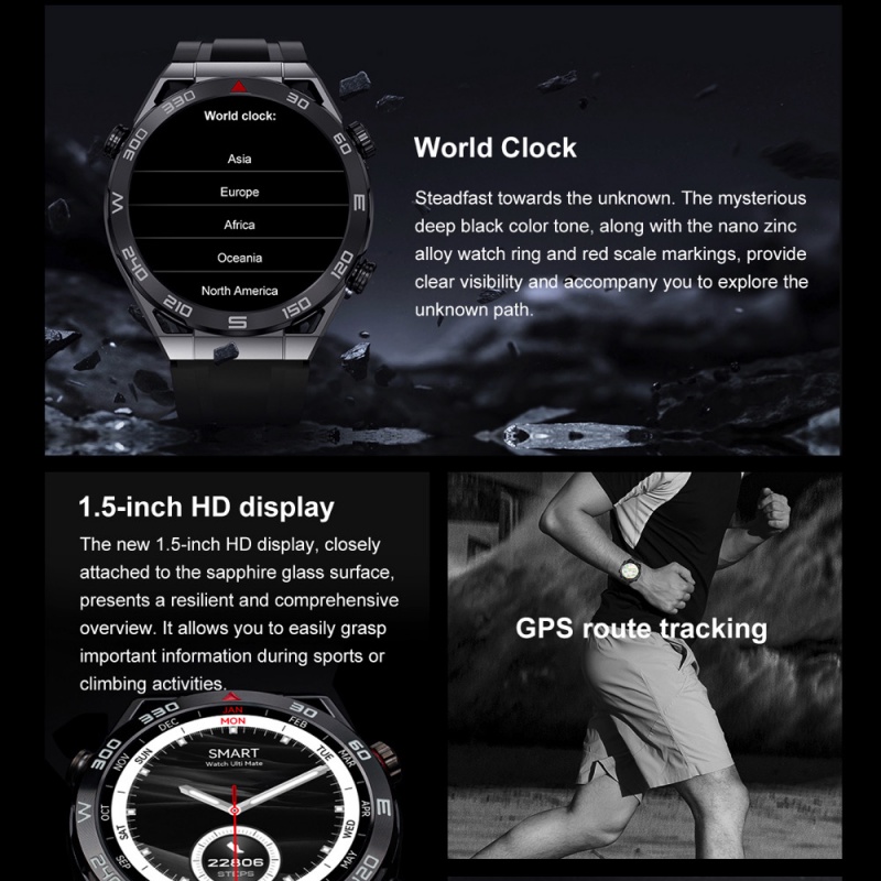 Jam Tangan Pintar Pria DT Ultra Mate Smart Watch 1.5&quot; HD Screen Health Management NFC Wireless Charging Smartwatch BT Call Bracelet Baterai Besar Olahraga Smartwatch Pria Sport Fitness Tracker