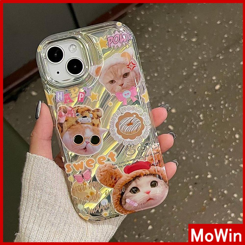 Case iPhone 14 Pro Max iPhone Case Laser Reflektif Bening Case TPU Soft Case Airbag Tahan Guncangan Kucing Anjing Lucu Kompatibel dengan iPhone 13 Pro Max 12 Pro Max 11 Xr Xs Max 7Plus 8Plus