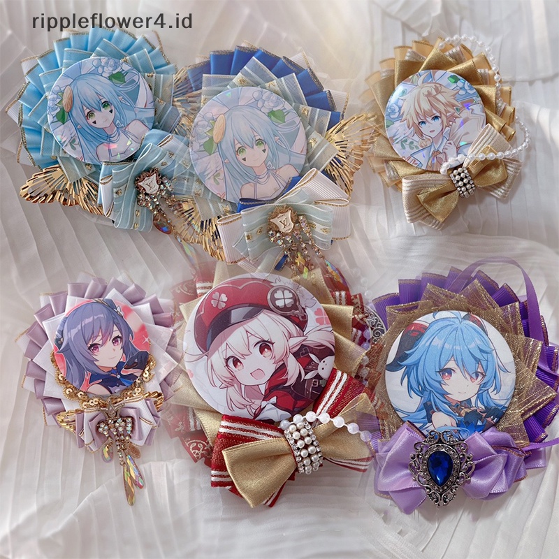 {rippleflower4.id} Anime Badge Holder Sweet Retro Design Dekorasi Aksesoris Pin Bros Lolita Pita Bunga Ransel Badge Holder Base Tray~