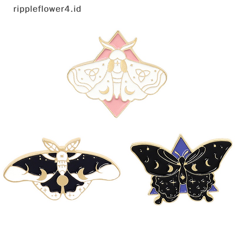 {rippleflower4.id} 3pcs Pin Enamel Kupu-Kupu Ngengat Fase Bros Tas Pakaian Lapel Pin Lencana Hadiah~