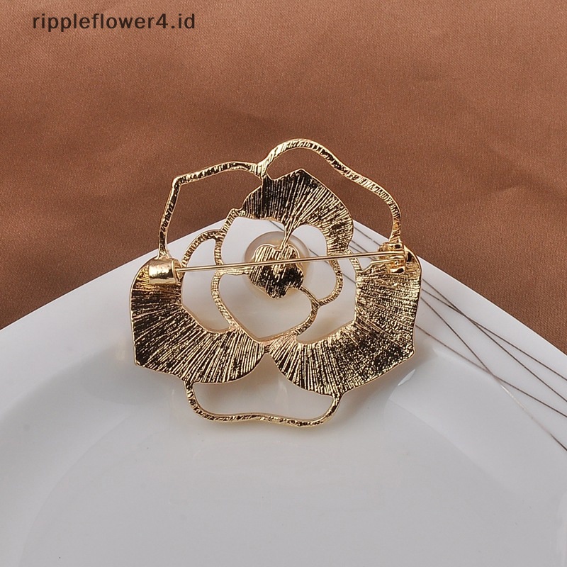 {rippleflower4.id} Fashion Mutiara Camellia Bros Bunga Wanita Bros Pin Untuk Perhiasan Bros Tetap Baju Pin Sweater Mantel Aksesoris Pakaian~
