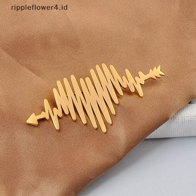 {rippleflower4.id} Kreatif Elektrokardiogram Jantung Bros Logam Setelan Sweater Pin Perhiasan Syal Gesper Bros Untuk Wanita Pria Hadiah~