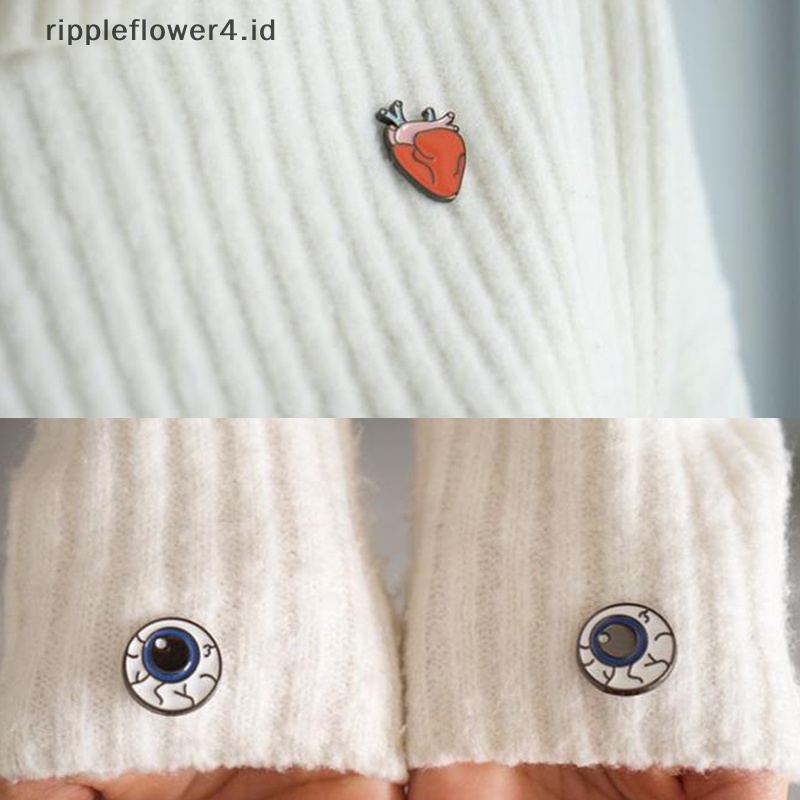{rippleflower4.id} Warna Drop Oil Organ Manusia Bros Korsase Otak /Mata /Teeth/Heart Brooch Aksesoris~