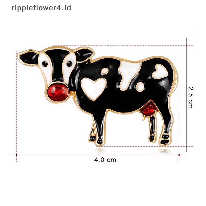 {rippleflower4.id} Kartun Sapi Enamel Bros Pin Perjamuan Pernikahan Bros Hadiah Wanita Perhiasan~