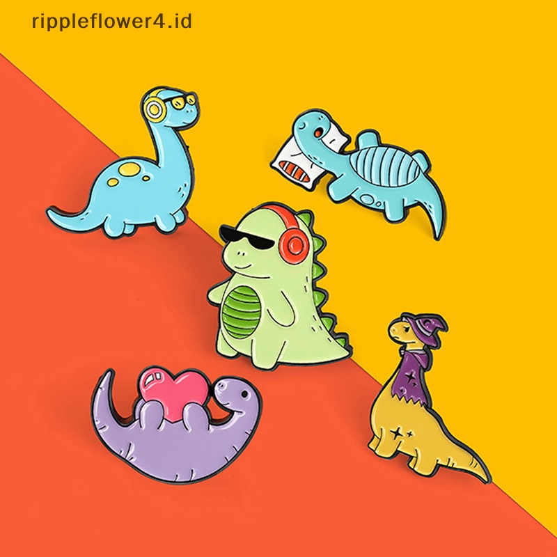 {rippleflower4.id} Kartun Dinosaurus Hewan Tetesan Minyak Lapel Bros Lencana Pin Pria Wanita Perhiasan Hadiah~