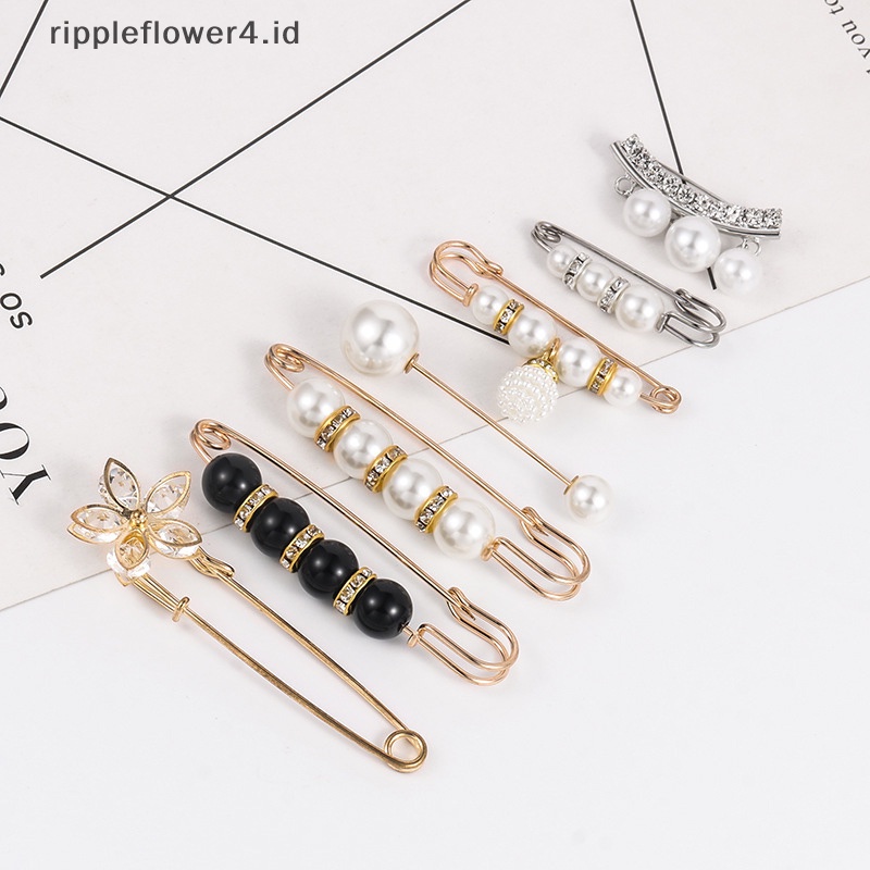 {rippleflower4.id} 10pcs Mutiara Bros Pengencang Pinggang Pin Anti-Cahaya Membuka Bawah Bros~