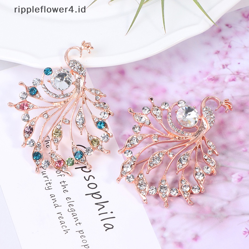 {rippleflower4.id} 1pc Bros Merak Berlian Imitasi Untuk Wanita Kantor Pakaian Santai Bros Pin Hadiah~