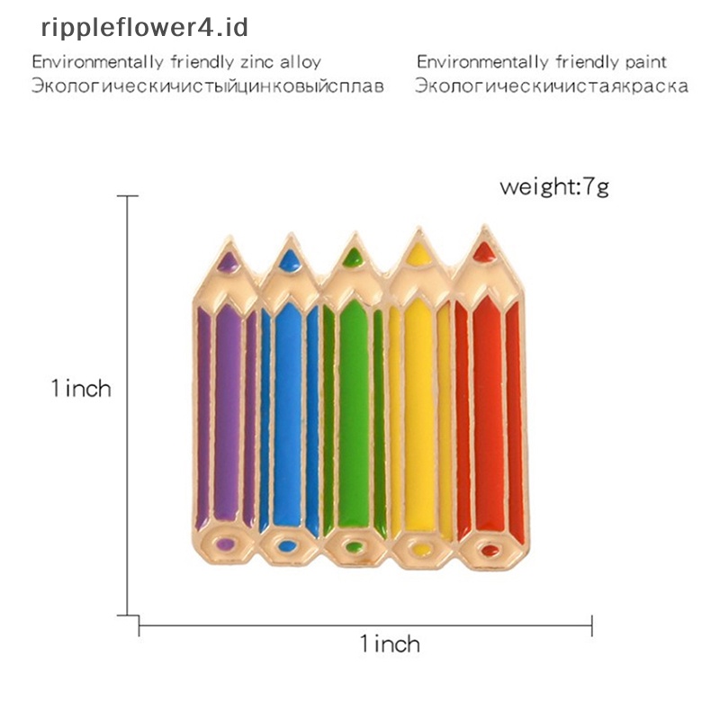 {rippleflower4.id} Pensil Berwarna Enamel pin Masa Kecil Manis Lucu Lencana Bros Kerah pin Kemeja Denim Kerah Kartun Perhiasan Hadiah Anak Perempuan Teman~