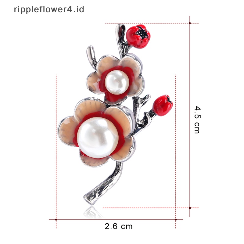 {rippleflower4.id} Fashion Mutiara Bunga Tanaman Pengantin Buket Enamel Bros Pin Perhiasan Hadiah~