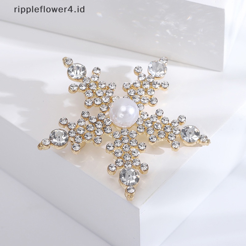 {rippleflower4.id} Bros Snowflake Berlian Imitasi Baru Untuk Wanita Unisex Natal Tahun Baru Pesta Bros Pin Hadiah~