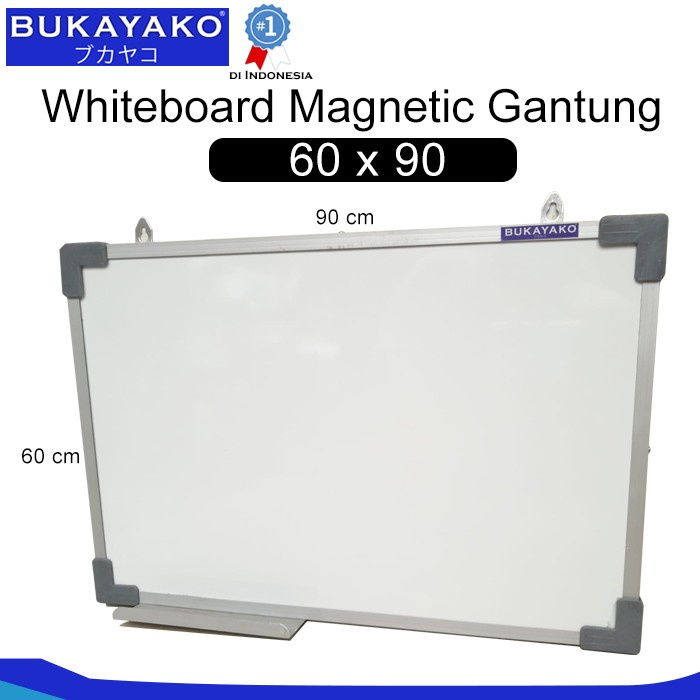 

Whiteboard Magnetic 60 x 90 Gantung BUKAYAKO Papan Tulis