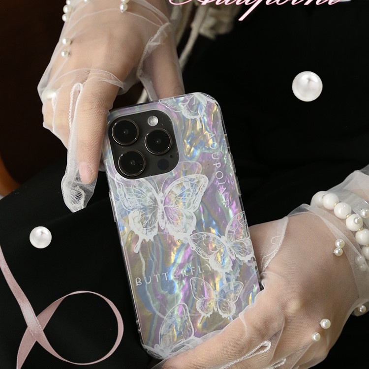 Ins Gaya Cocok Untuk iPhone 14 Pro Max Casing Ponsel iPhone Motif Kupu-Kupu Ganda Kompatibel Dengan Iphone13 13pro 13prm iPhone 11 11pro 14plus 12Pro Max Casing Ponsel TPU Tahan Guncangan