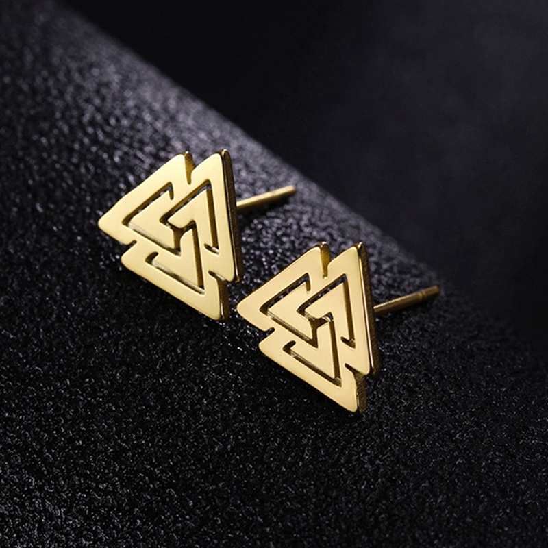 Perhiasan Fashion304Hadiah Anting Tusuk Viking Anti Karat Pria Wanita