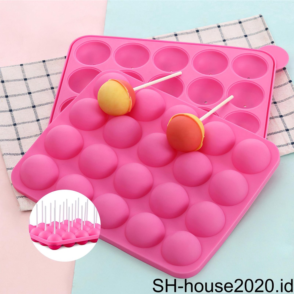 Cetakan Lolipop 20lubang Cetakan Bulat Alat Pembuat Kue Rakitan Sendiri Stick Fondant Cake Tray Cupcakes Jelly Biskuit Es